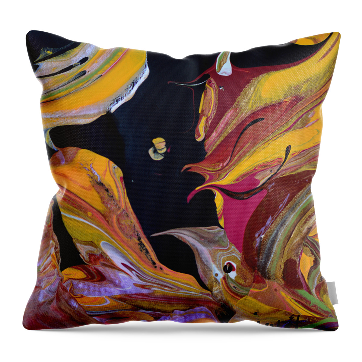 Modern Throw Pillow featuring the painting A Night In The Woods by Donna Blackhall