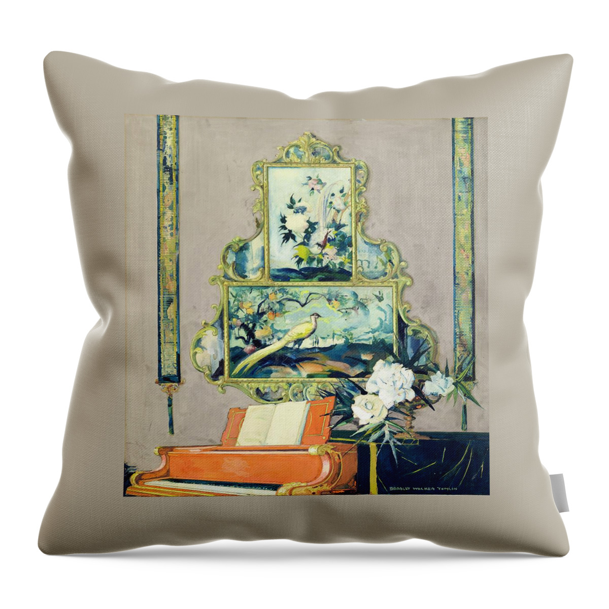 A Painting Of A House Interior Throw Pillow