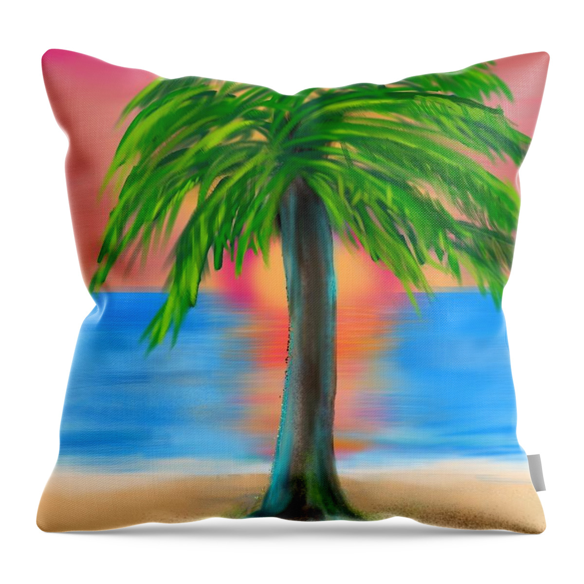 Palm Tree Throw Pillow featuring the digital art A Palm to Remember by Christine Fournier