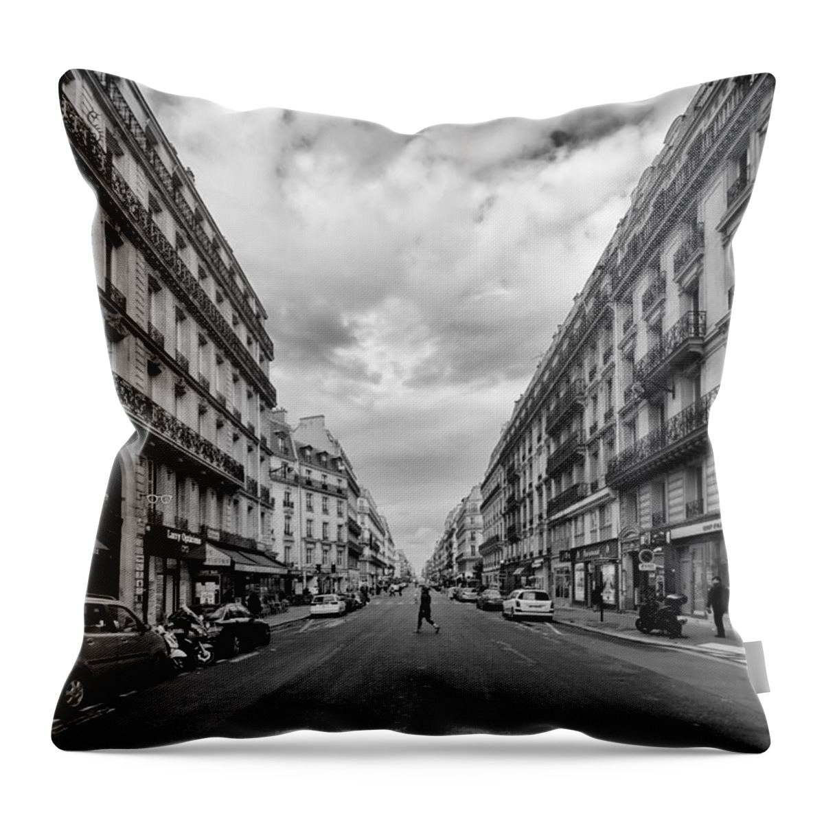 City Throw Pillow featuring the photograph A Paris Avenue by Allan Van Gasbeck