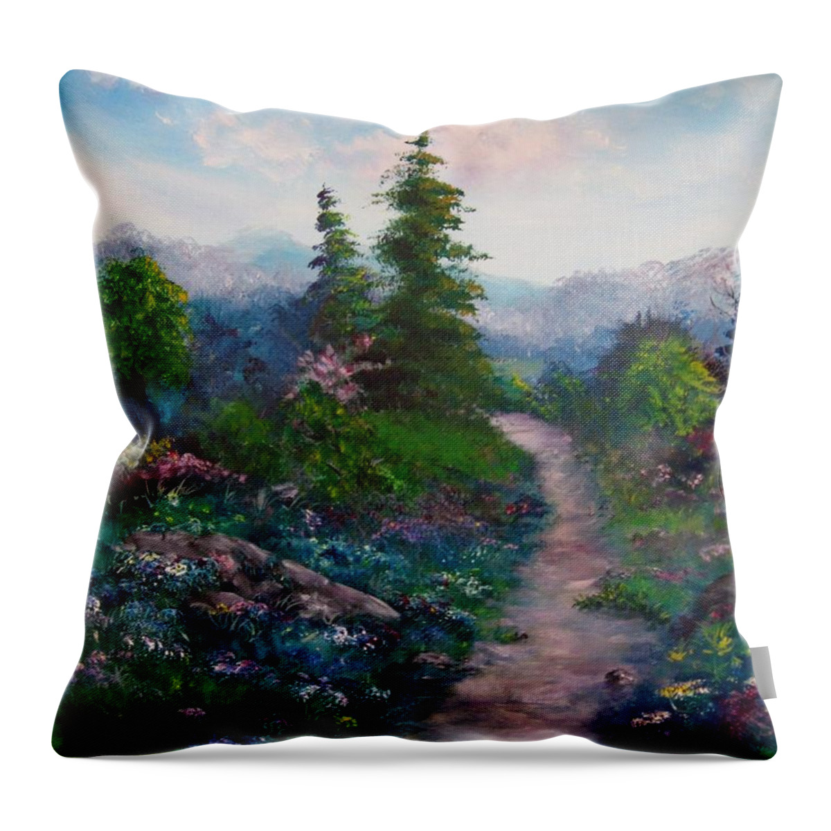 Paths Throw Pillow featuring the painting A path unknown by Megan Walsh