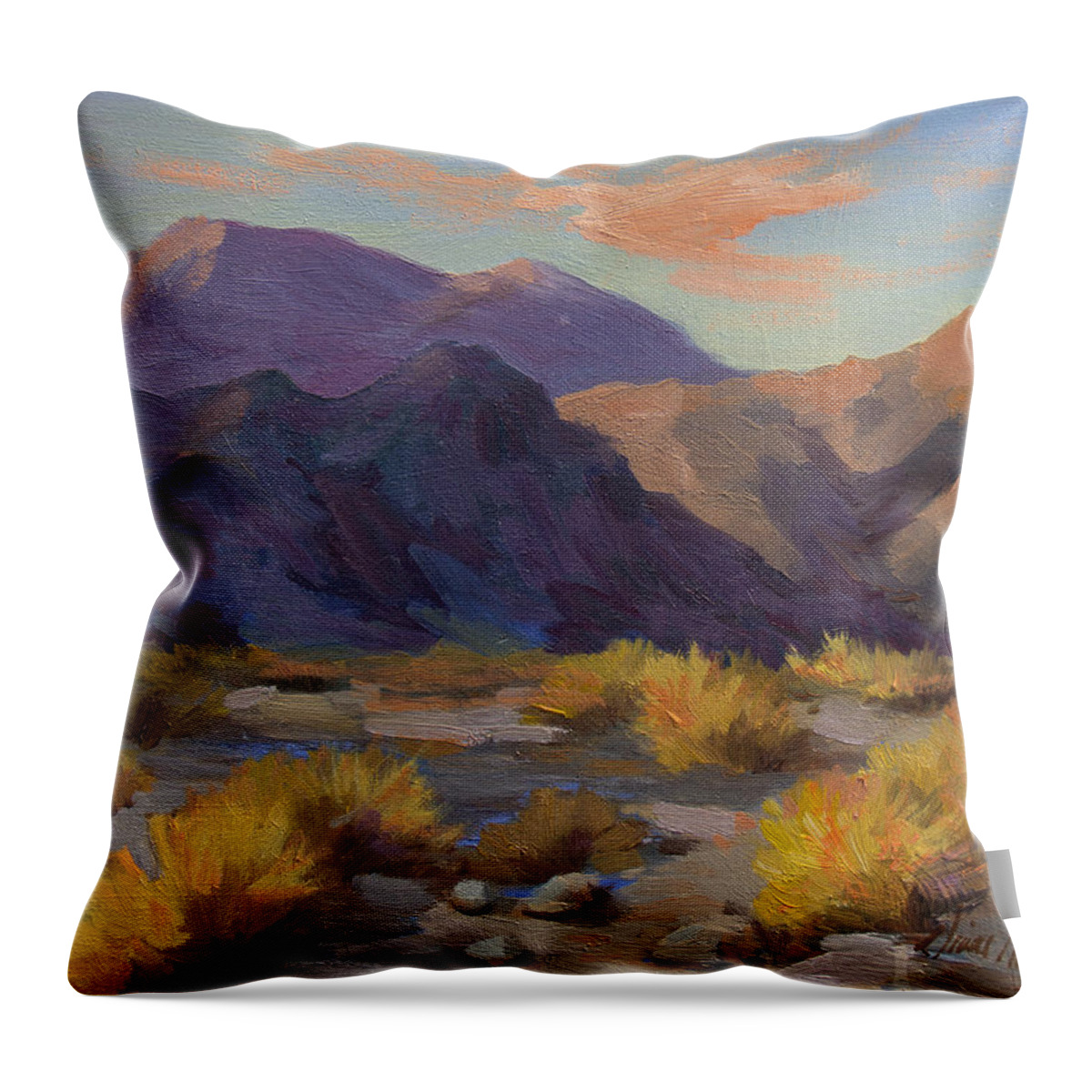 Afternoon Throw Pillow featuring the painting A Peaceful Afternoon in La Quinta Cove by Diane McClary