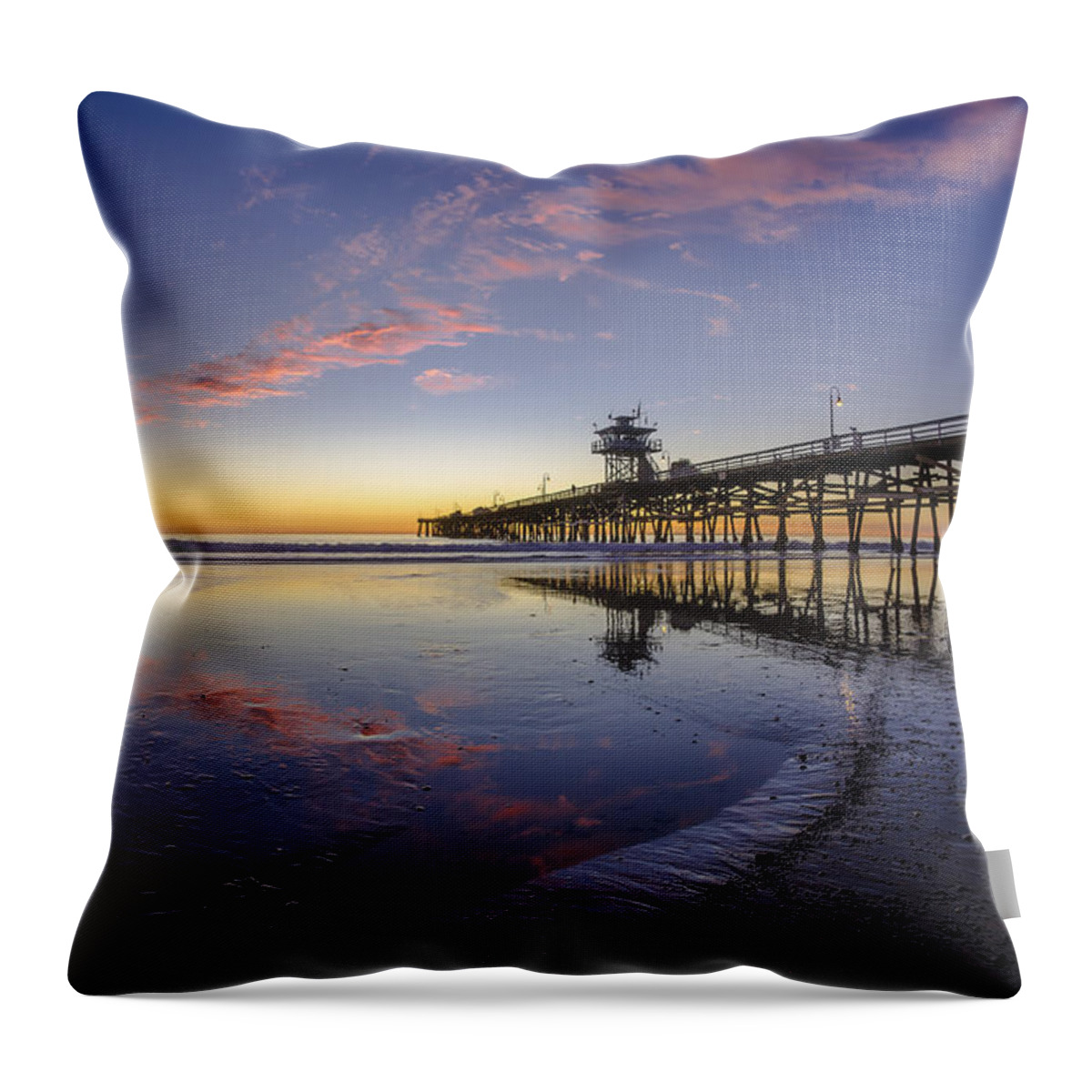 San Clemente Throw Pillow featuring the photograph A Pink Low Tide by Sean Foster