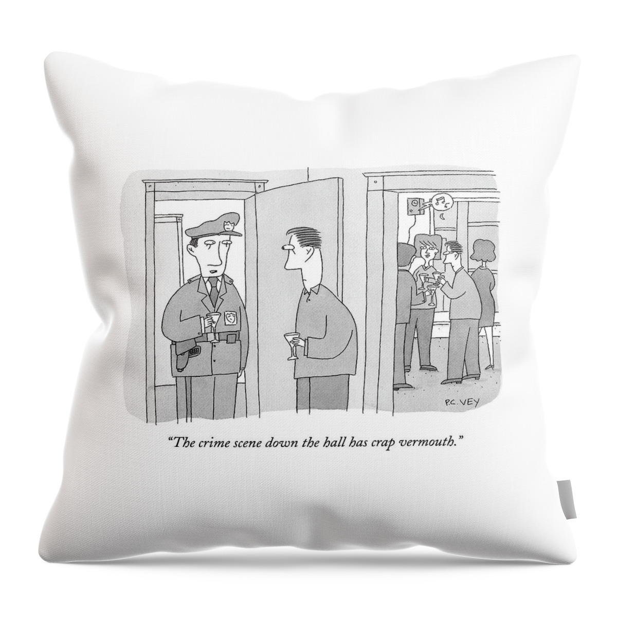 A Policeman With A Martini Glass Stands Throw Pillow