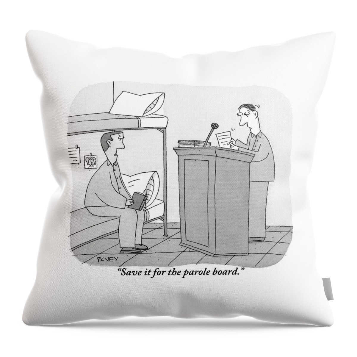 A Prisoner Seated On A Bunk Bed Is Speaking Throw Pillow
