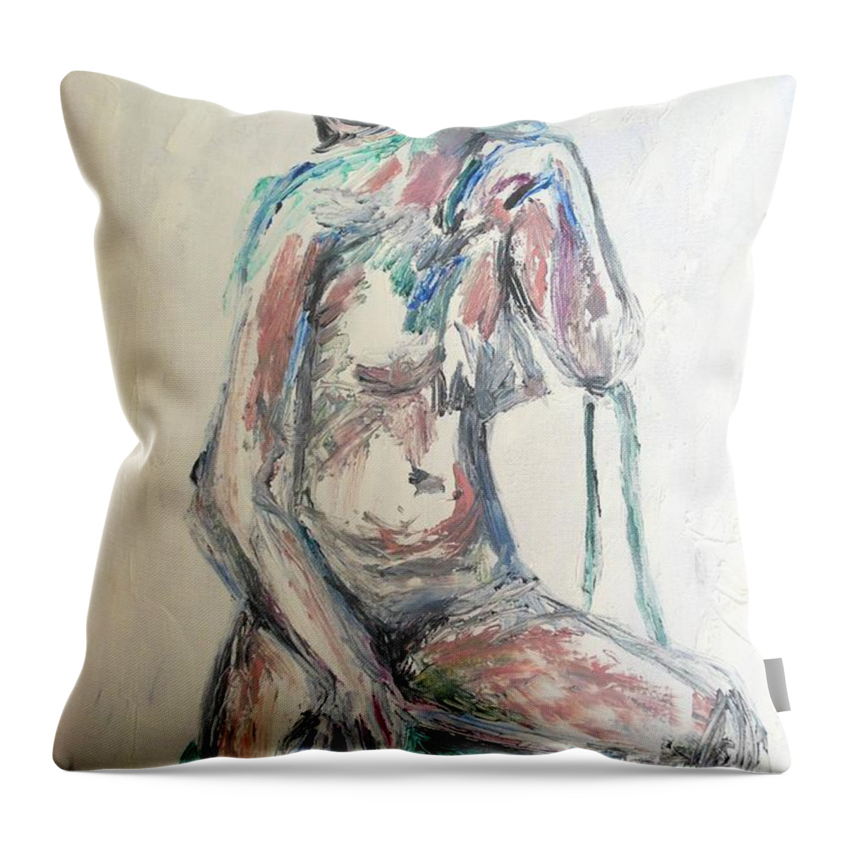 A Pristine Nude Throw Pillow featuring the painting A Pristine Nude by Esther Newman-Cohen