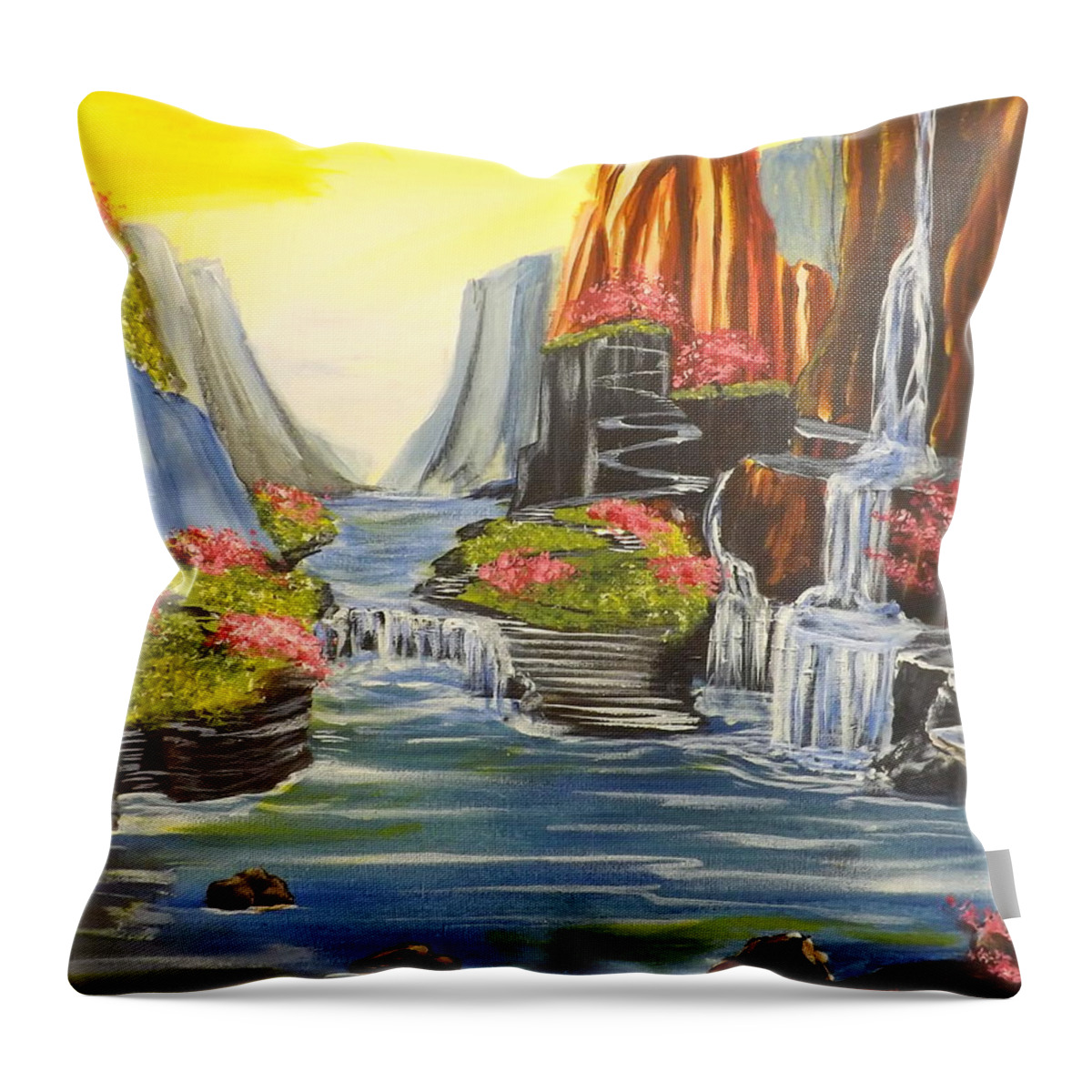 A River Runs Through It Throw Pillow featuring the painting A River Runs Through It by Darren Robinson