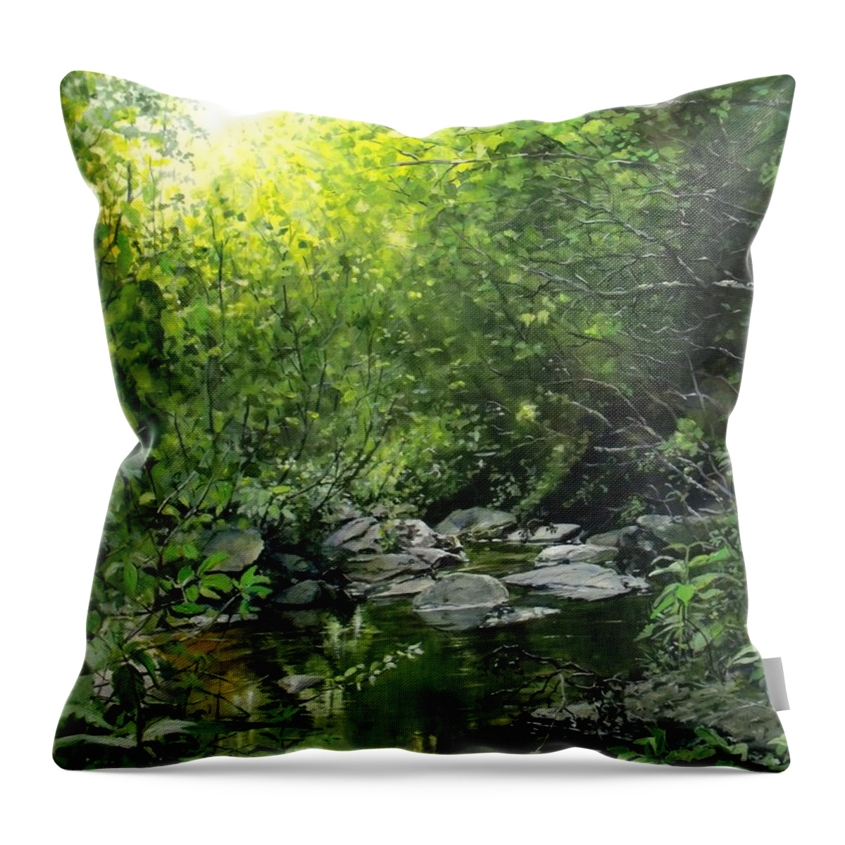 Landscape Throw Pillow featuring the painting A Road Less Traveled by William Brody