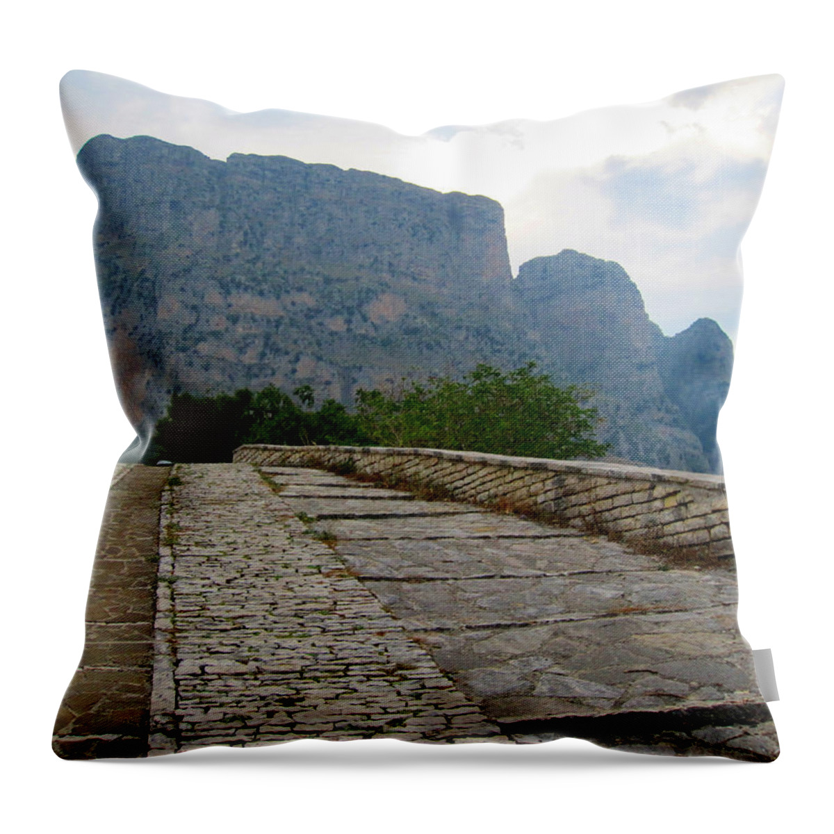 Alexandros Daskalakis Throw Pillow featuring the photograph A Road to the Mountains by Alexandros Daskalakis