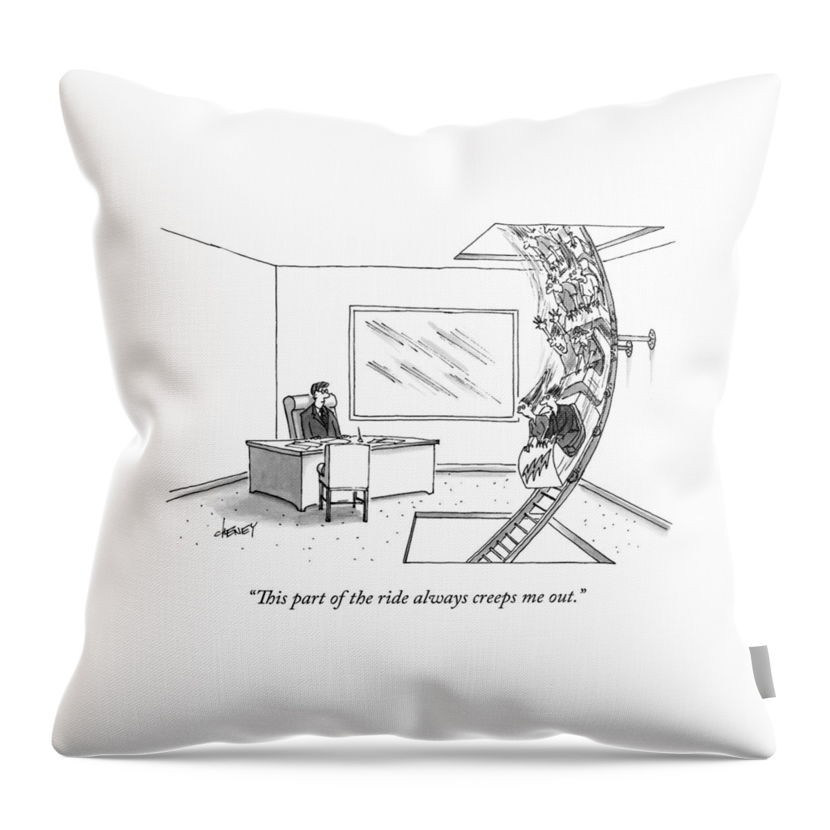 A Rollercoaster Passes Through A Ceo's Office Throw Pillow
