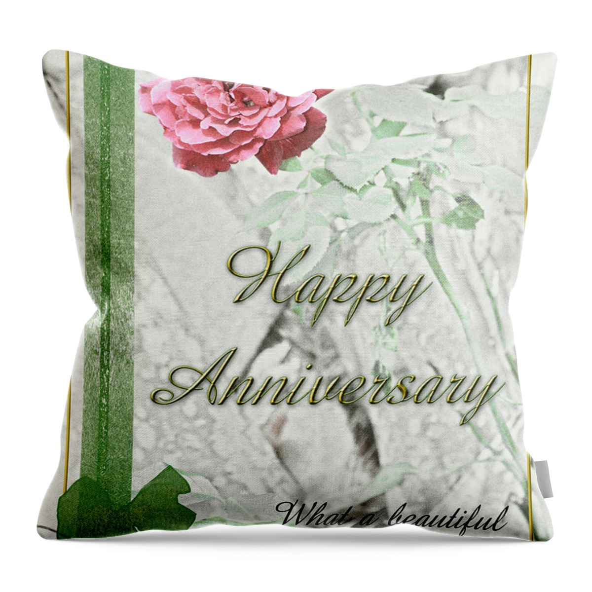 Rose Throw Pillow featuring the photograph A Rose Anniversary by Carolyn Marshall