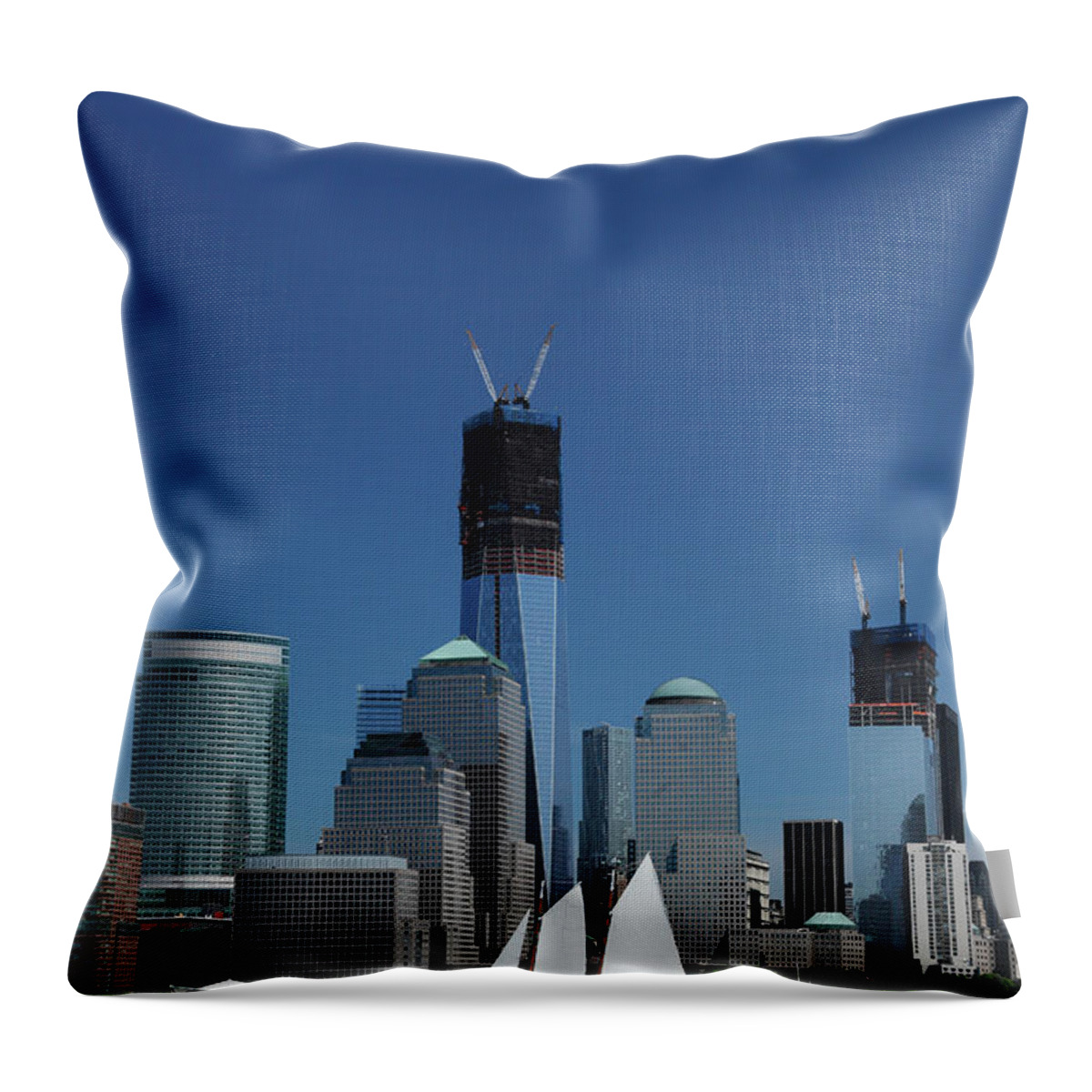 Sailboat Throw Pillow featuring the photograph A Sailing Boat On The Hudson River by Toshi Sasaki