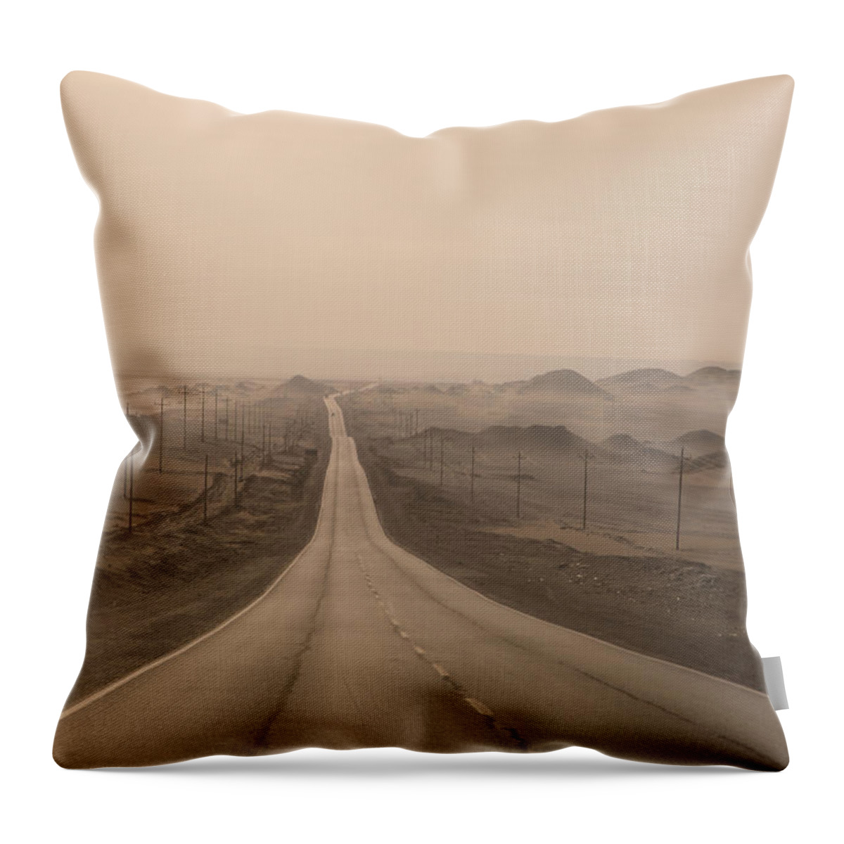 Tranquility Throw Pillow featuring the photograph A Seemingly Endless Road, Peru by Rosemary Calvert