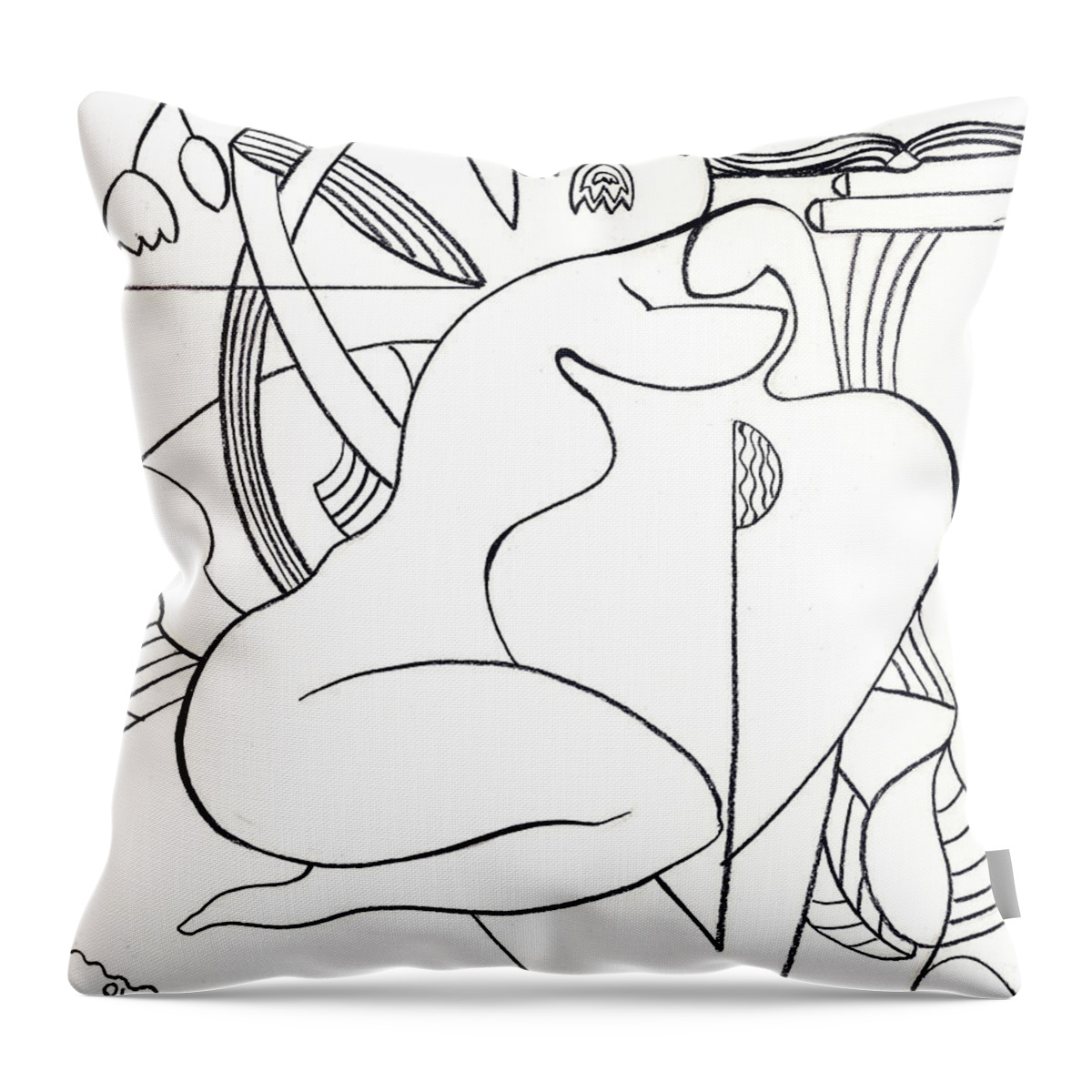 Drawing Throw Pillow featuring the drawing A Shoulder to Cry On no. 2 by Elisabeta Hermann