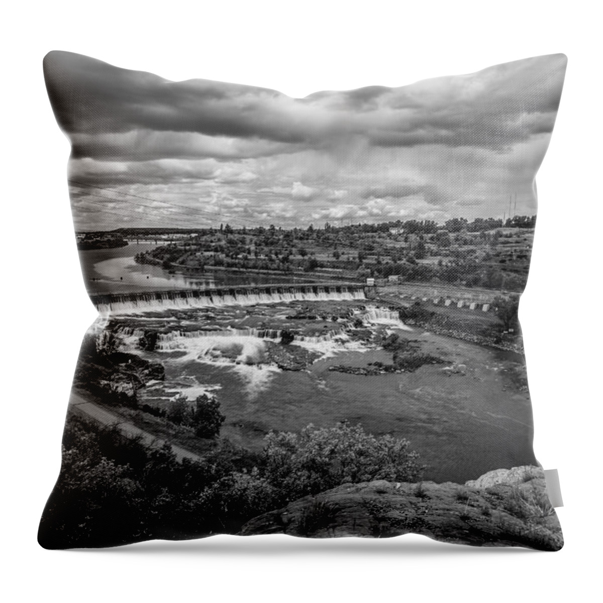 Great Falls Throw Pillow featuring the photograph A Stormy Afternoon In Great Falls Montana by Thomas Young