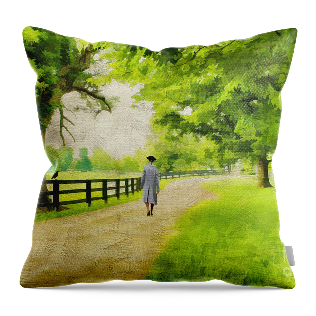 Walking Throw Pillow featuring the photograph A Stroll Along the Bluegrass by Darren Fisher
