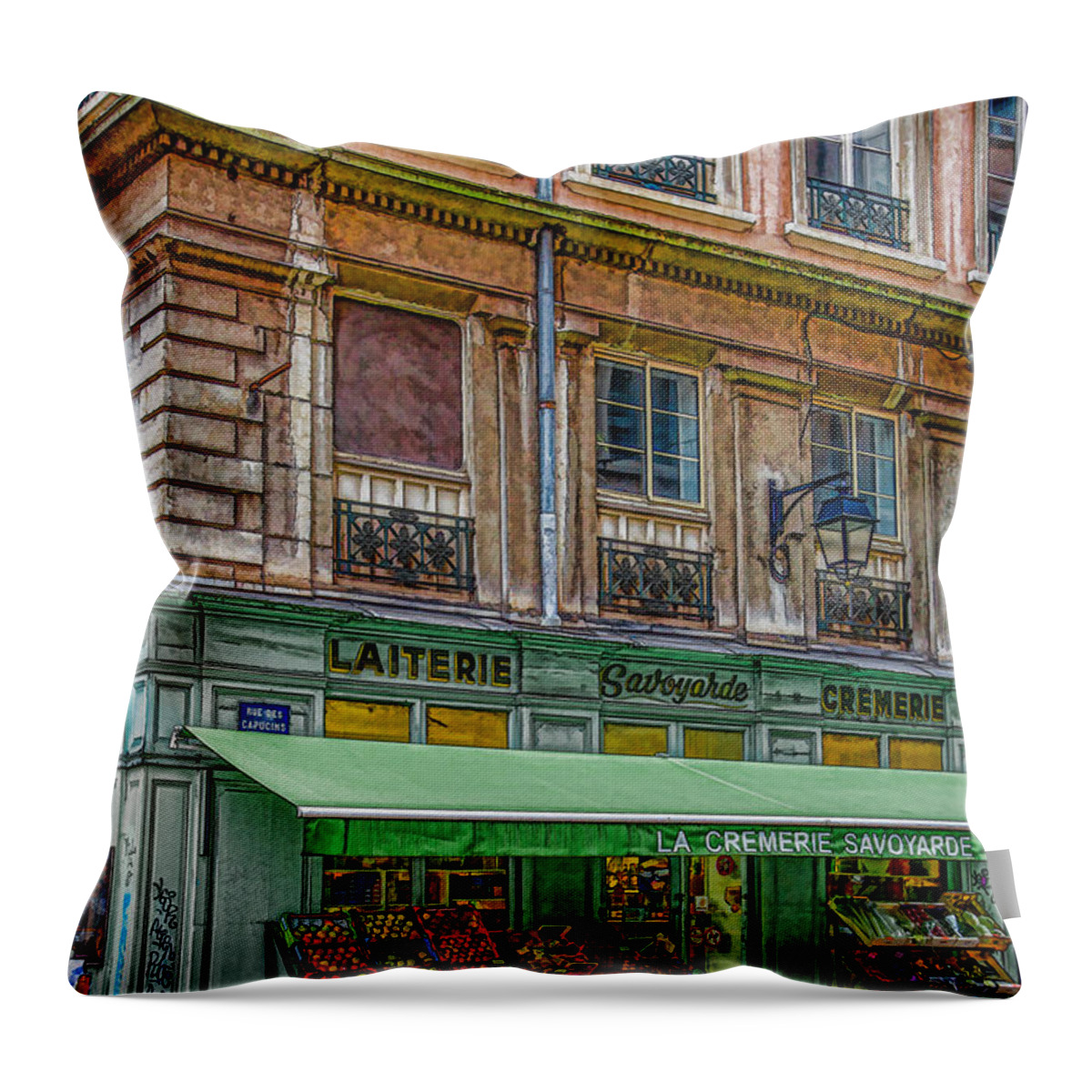 Cuisine Throw Pillow featuring the photograph A stroll in Lyon by W Chris Fooshee