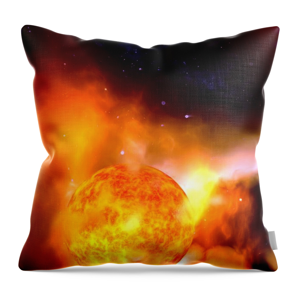 Sun Throw Pillow featuring the painting A Sun Rises by Pet Serrano