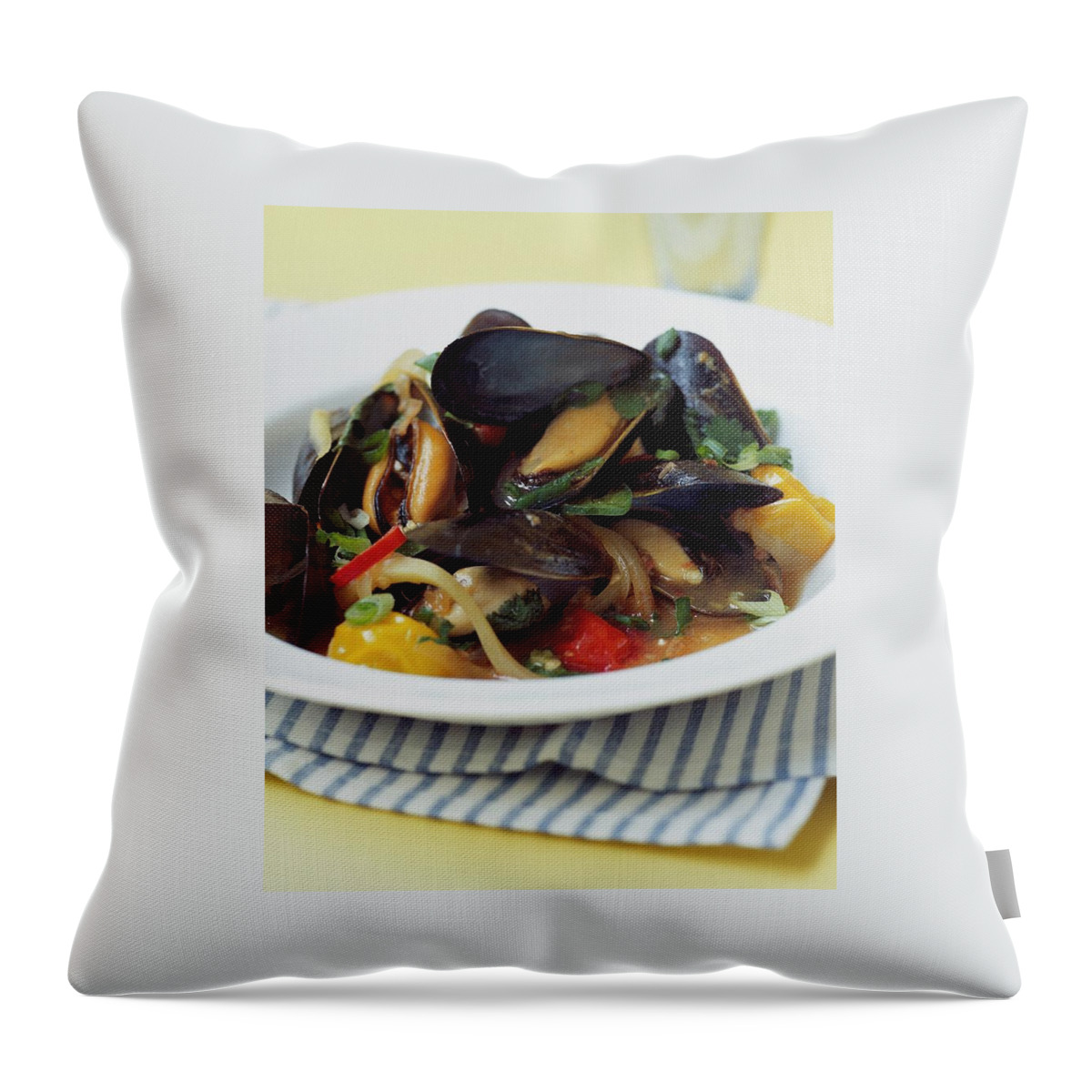 A Thai Dish Of Mussels And Papaya Throw Pillow