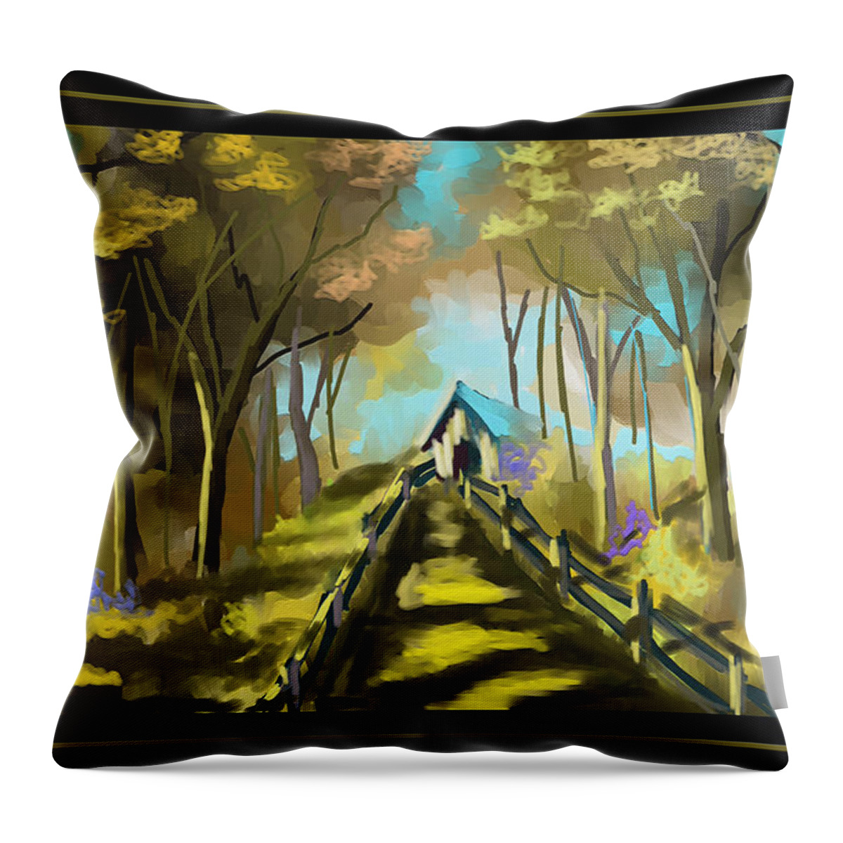 Trees Throw Pillow featuring the painting A Thought Of Mine by Steven Lebron Langston