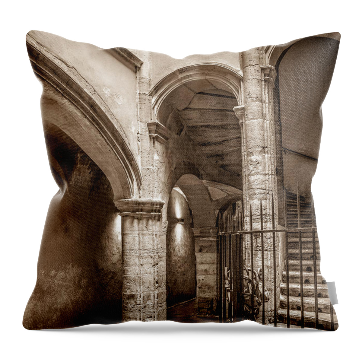 Town Throw Pillow featuring the photograph A Traboule in Lyon France by W Chris Fooshee