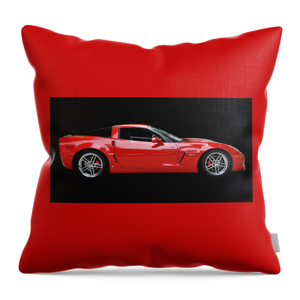 Red Throw Pillow featuring the photograph A Very Red Corvette Z6 by Allen Beatty