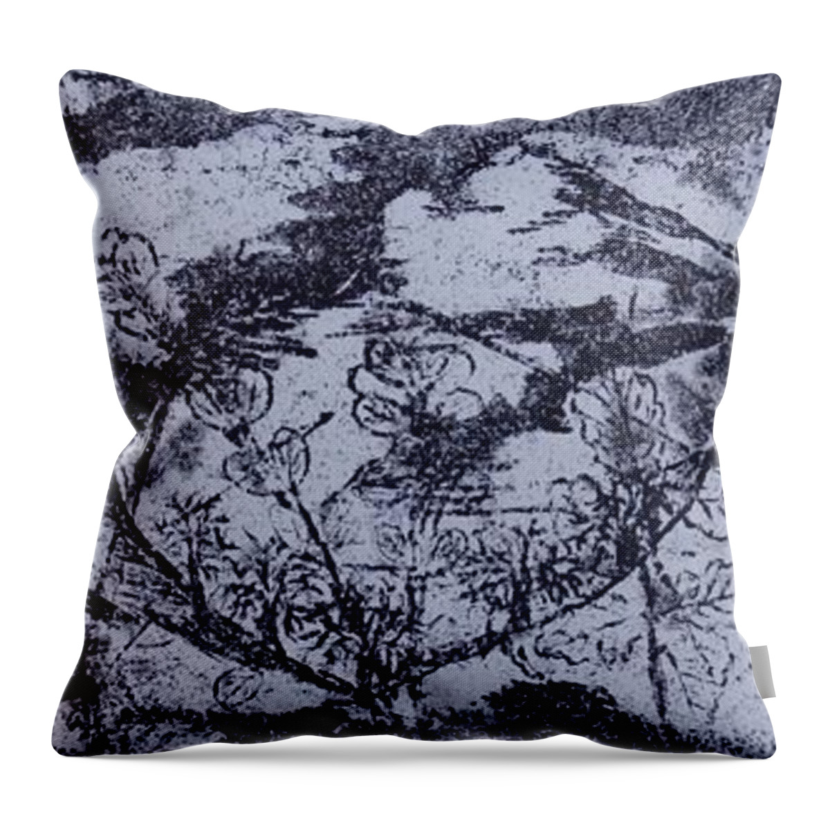 Mountains Throw Pillow featuring the painting A View by Erika Jean Chamberlin