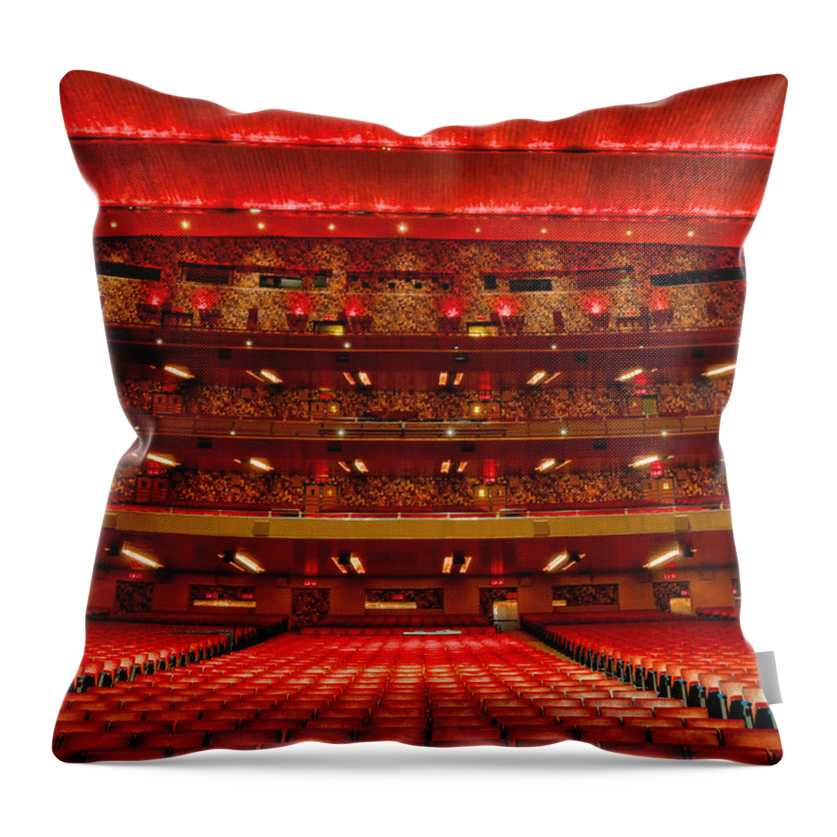 Radio City Music Hall Throw Pillow featuring the photograph A View From The Stage by Dave Mills