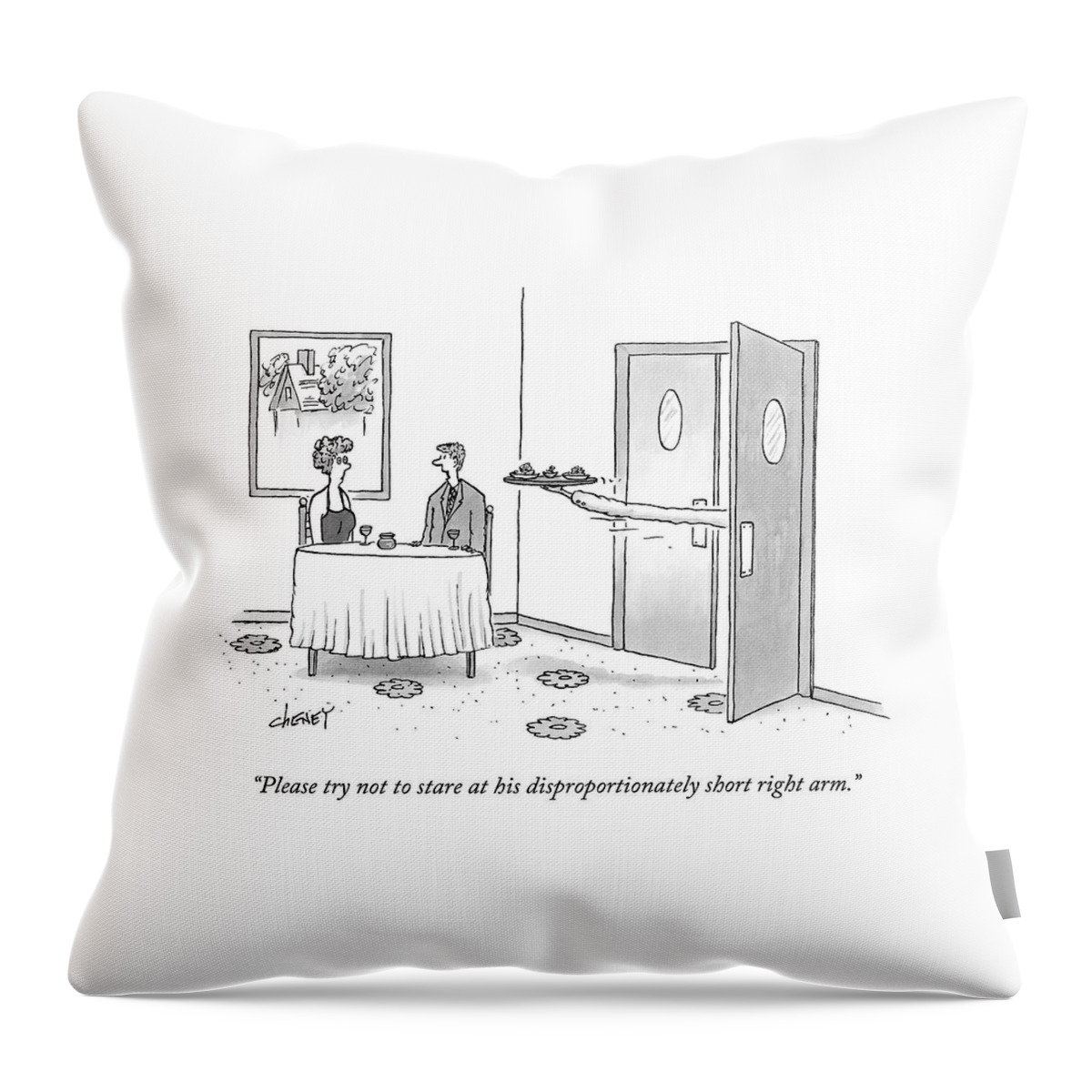 A Waiter Serves A Couple With His Long Throw Pillow