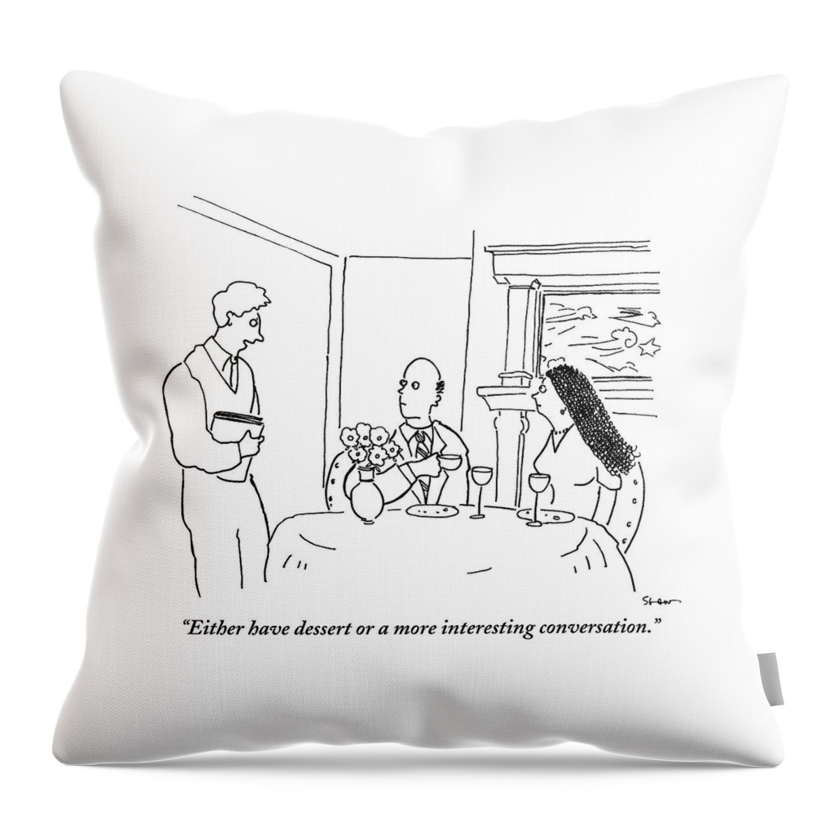 A Waiter Speaks To A Couple At A Table Throw Pillow