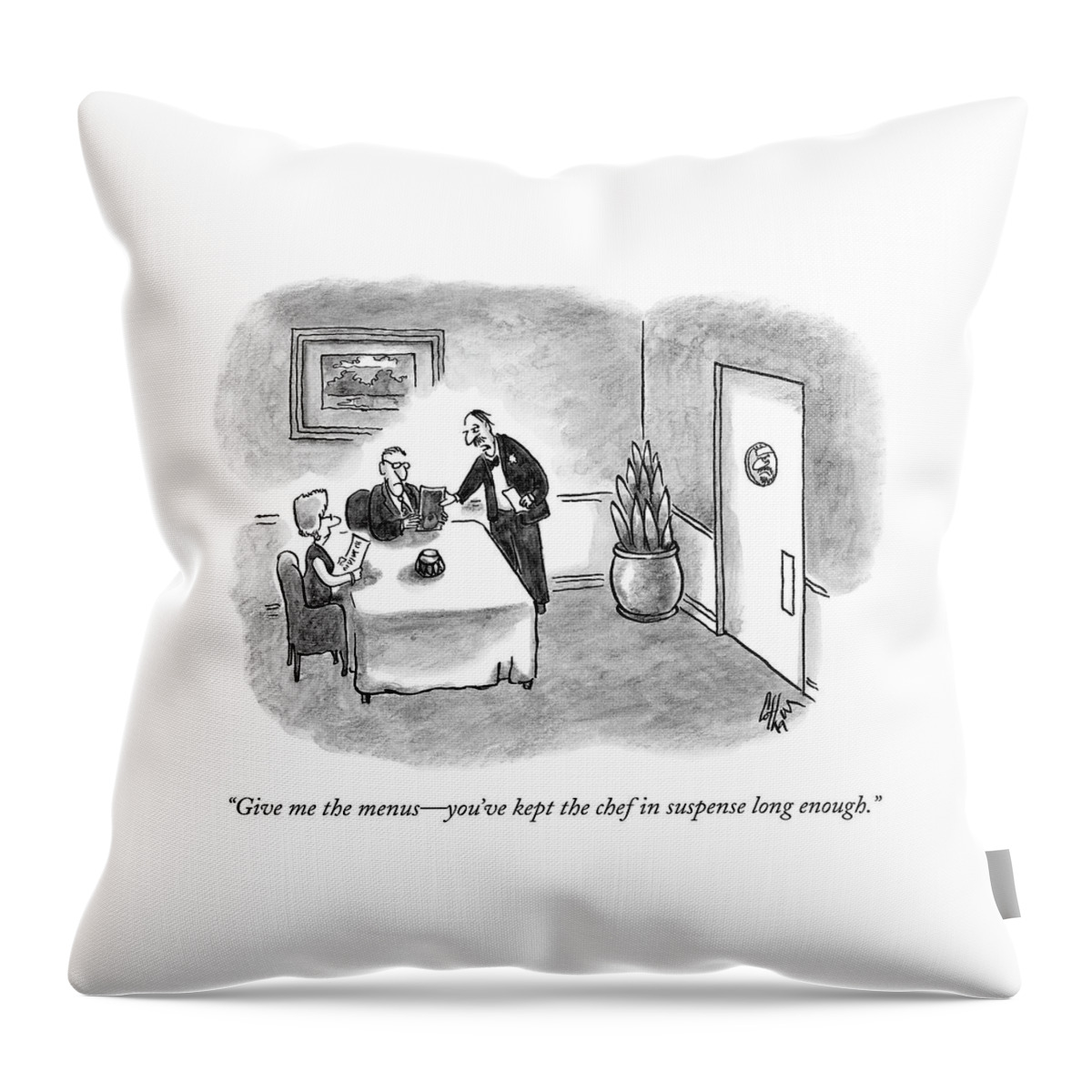 A Waiter Takes The Menu Out Of The Hands Throw Pillow