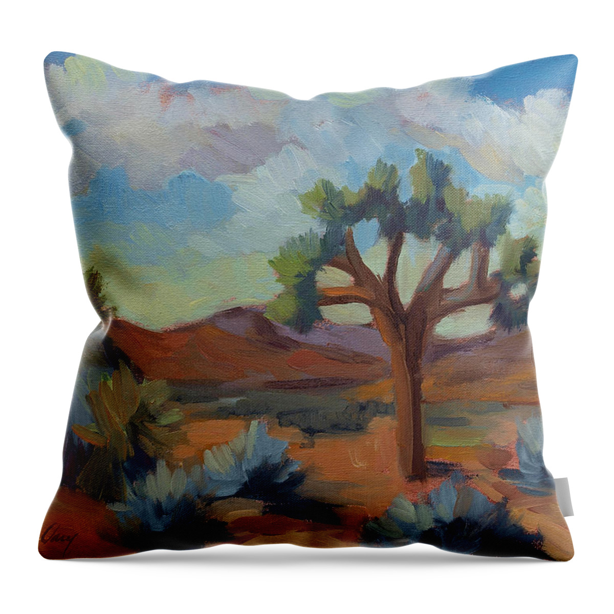 Warm Morning Throw Pillow featuring the painting A Warm Morning at Joshua 1 by Diane McClary