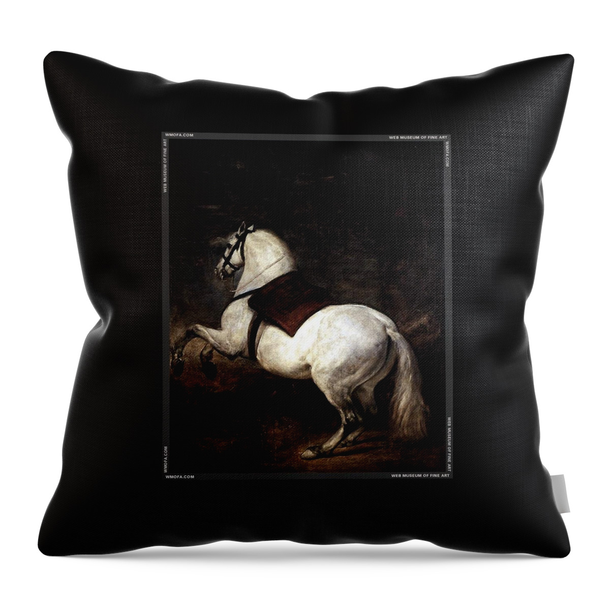 A White Horse By Diego Velazquez Throw Pillow featuring the painting A White Horse by Diego Velazquez by MotionAge Designs