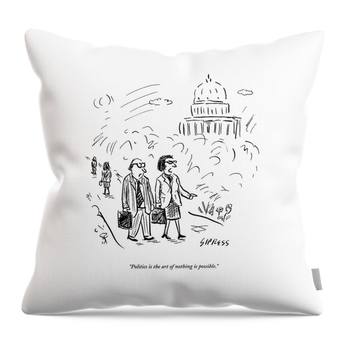 A Woman And Man Speak As They Walk Throw Pillow