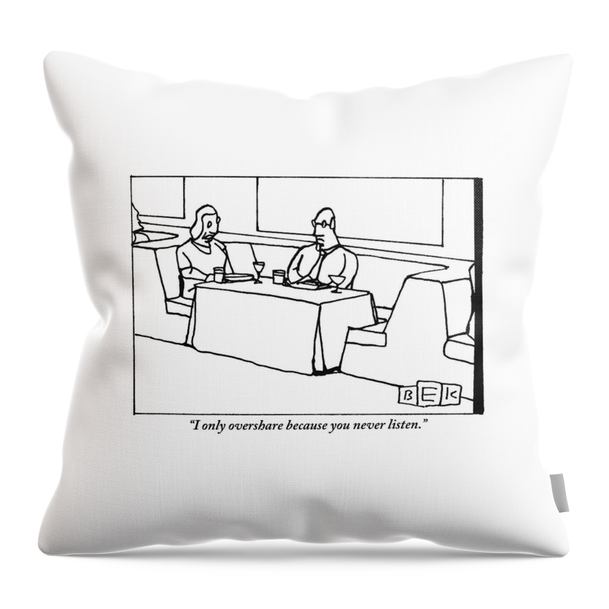 A Woman Chastising A Man At A Dinner Table Throw Pillow