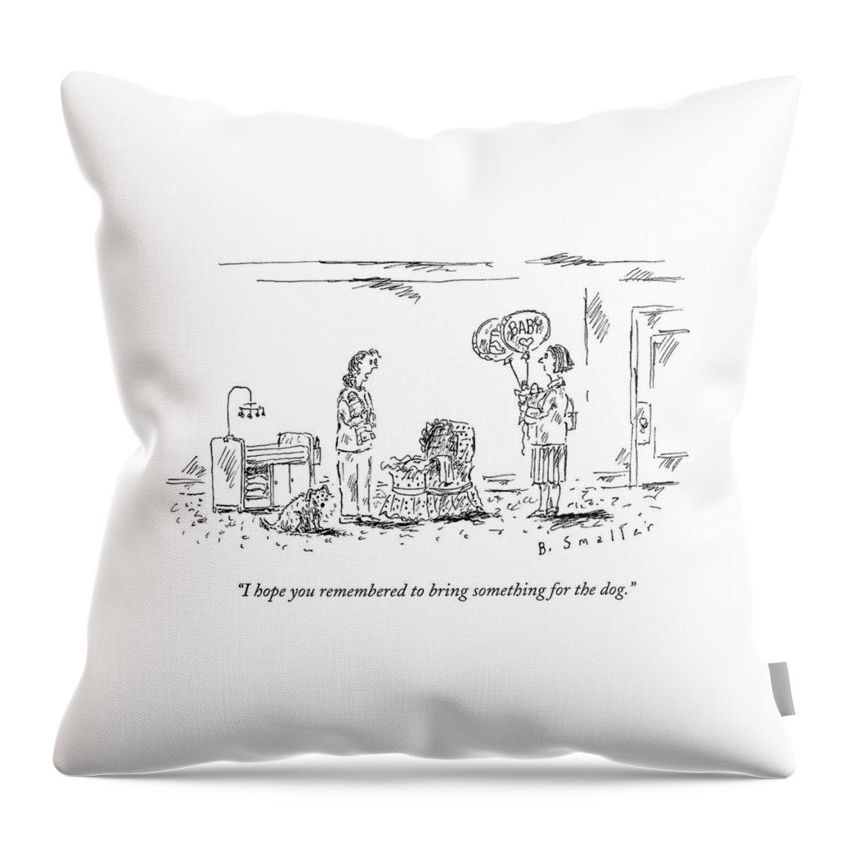 A Woman Holding A Baby Speaks To Another Woman Throw Pillow
