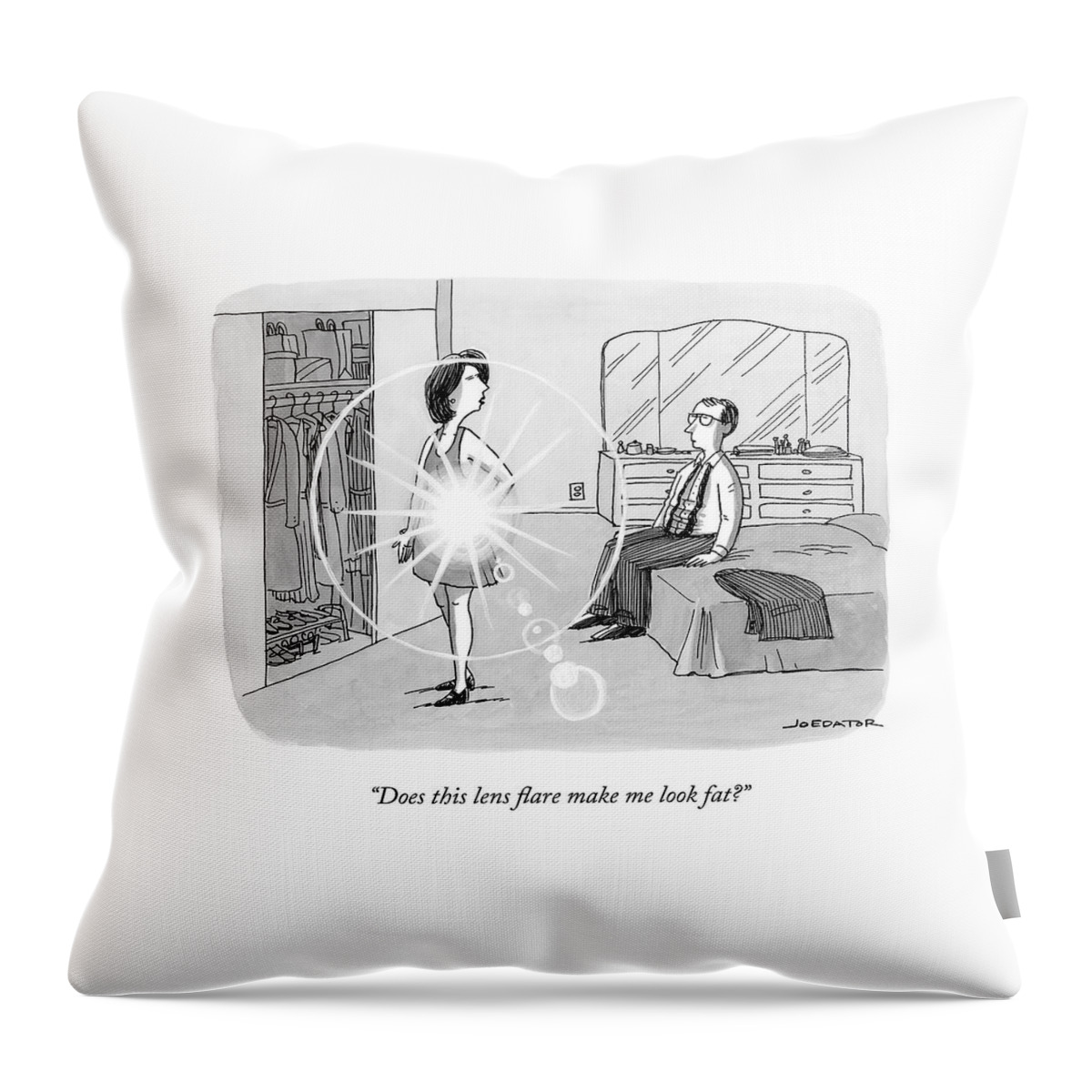 A Woman Shows Her Husband A Shining Lens Flare Throw Pillow
