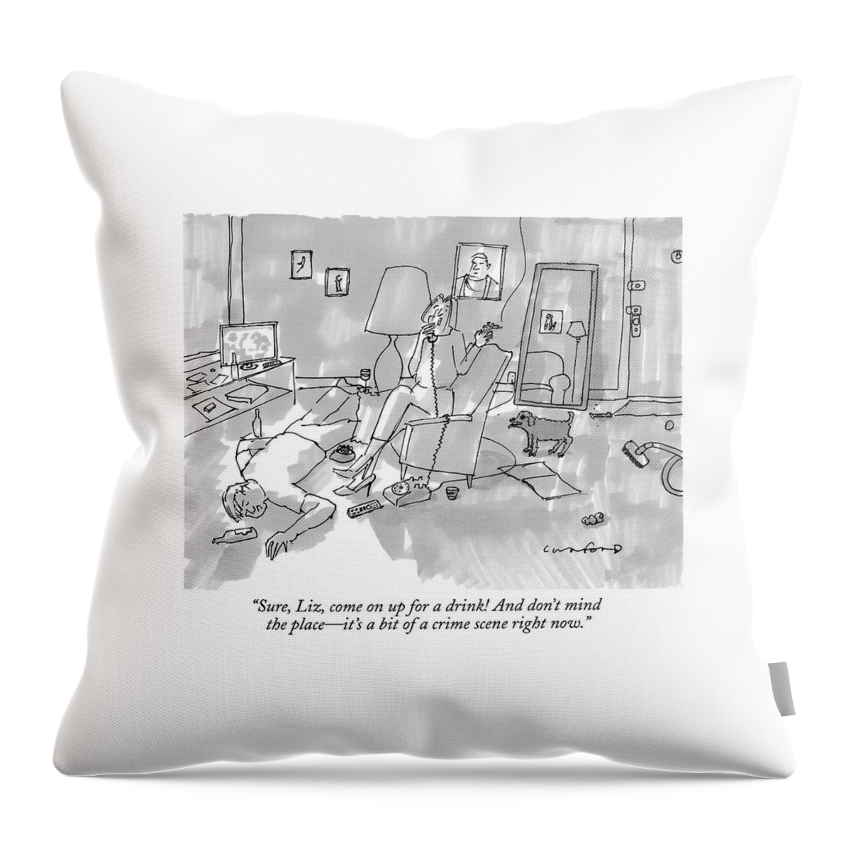 A Woman Smokes A Cigarette And Talks On The Phone Throw Pillow