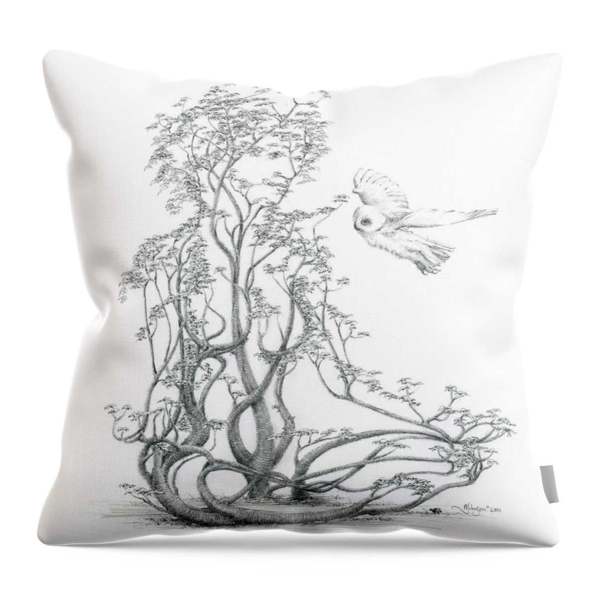 Tree Dancer Throw Pillow featuring the drawing A Word to the Wise by Mark Johnson