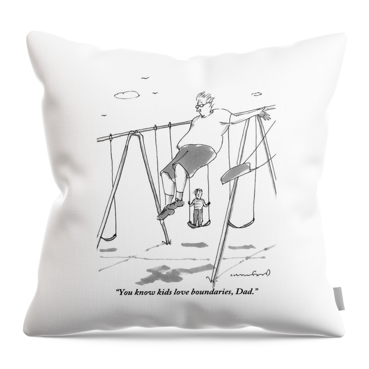 A Young Boy On A Swingset To His Father Throw Pillow