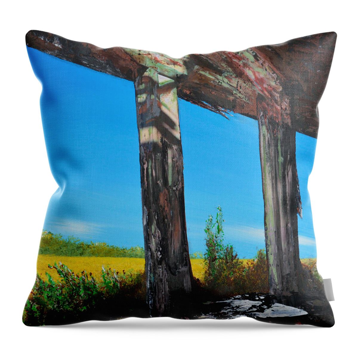 Abandoned Throw Pillow featuring the painting Abandoned by Alys Caviness-Gober