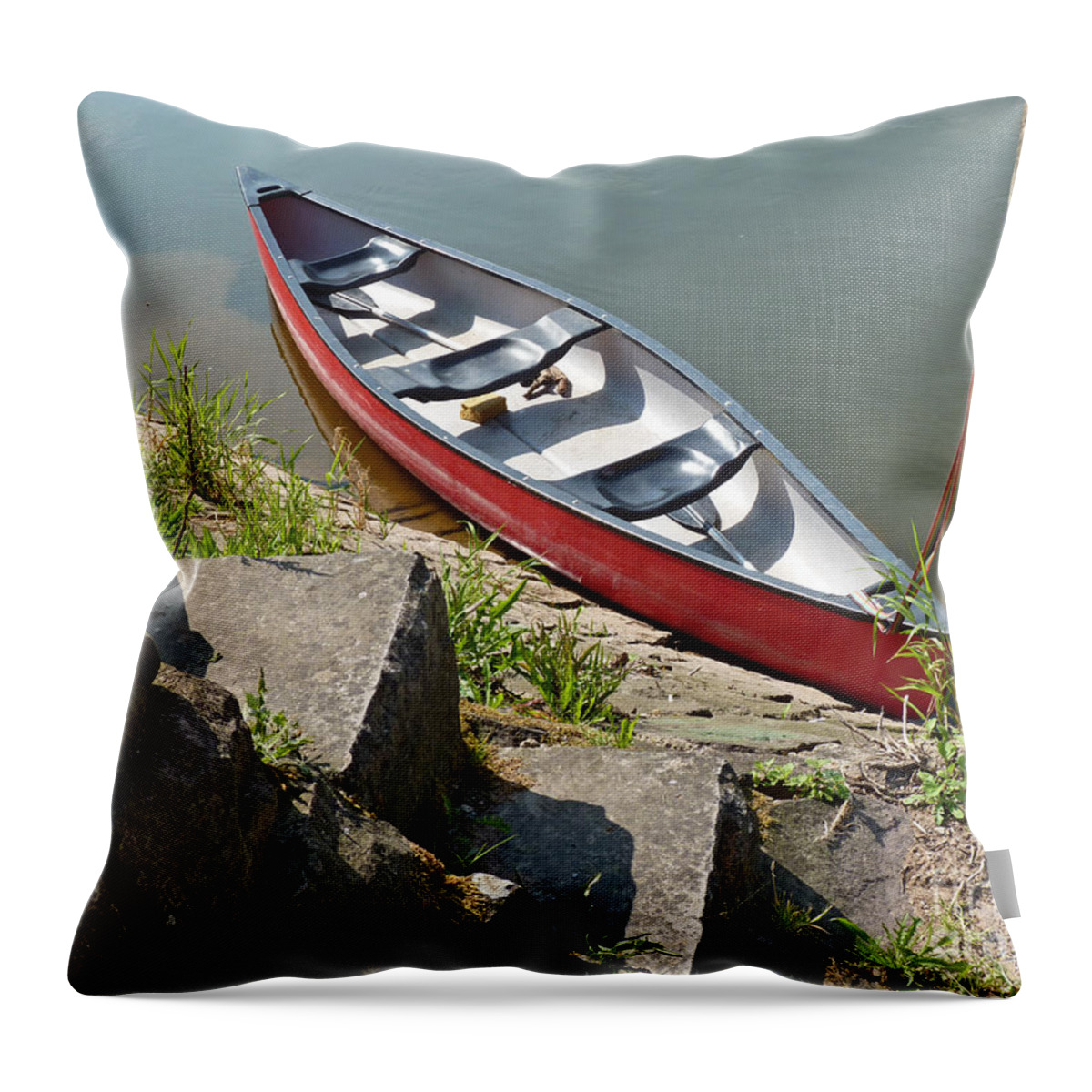 Abandoned Throw Pillow featuring the photograph Abandoned Boat At The Quay by Eva-Maria Di Bella
