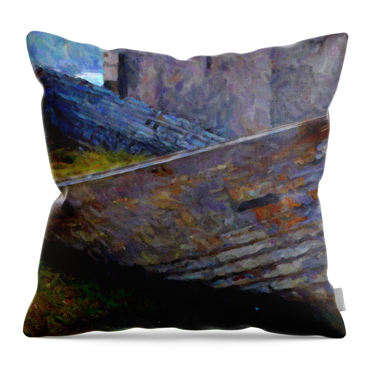 Poster Throw Pillow featuring the digital art Abandoned Boat by Chuck Mountain