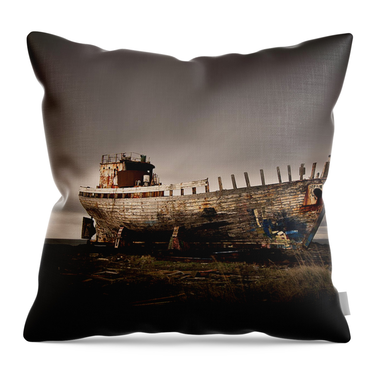 Tranquility Throw Pillow featuring the photograph Abandoned Boat by Sandra Herber