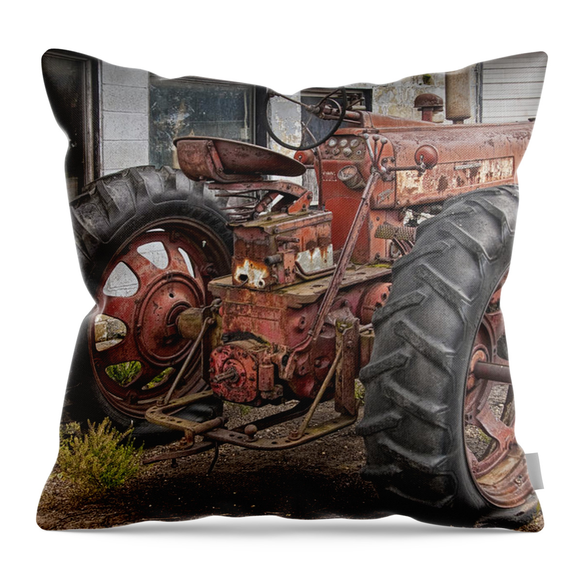 Art Throw Pillow featuring the photograph Abandoned Farmall Tractor by Randall Nyhof