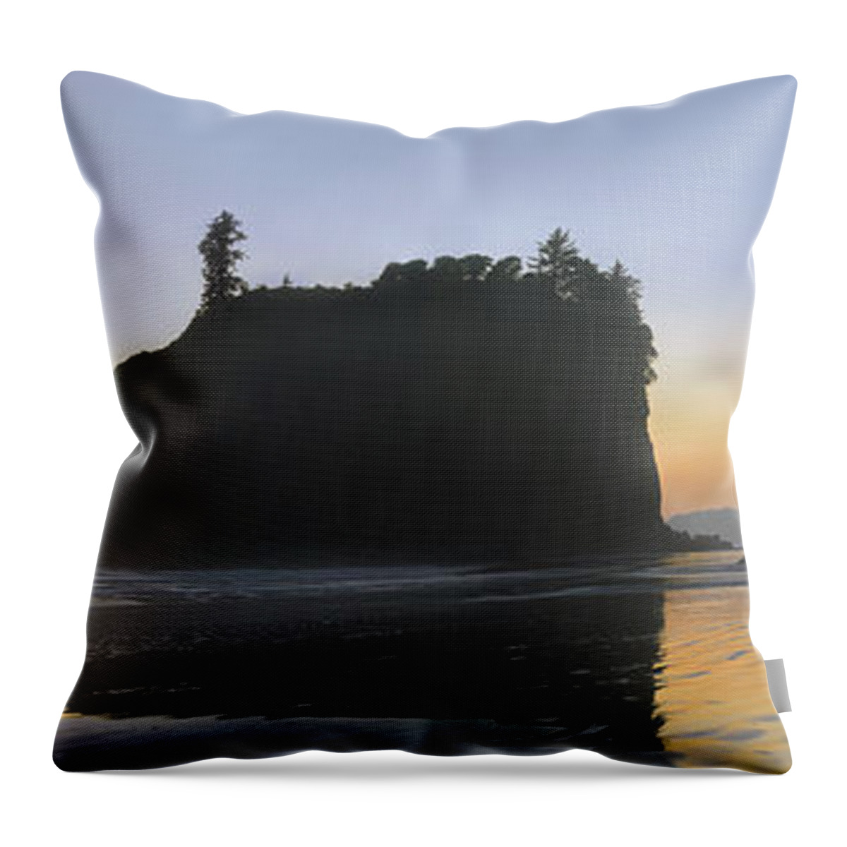 Feb0514 Throw Pillow featuring the photograph Abby Island And Seastacks At Sunset by Tim Fitzharris