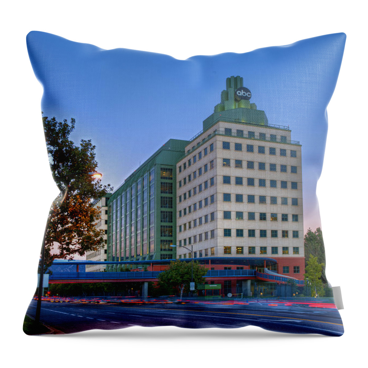American Throw Pillow featuring the photograph ABC American Broadcasting Company Burbank CA by David Zanzinger