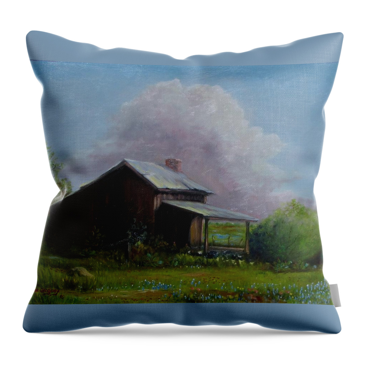 Old House Throw Pillow featuring the painting Abondoned memories by Gene Gregory