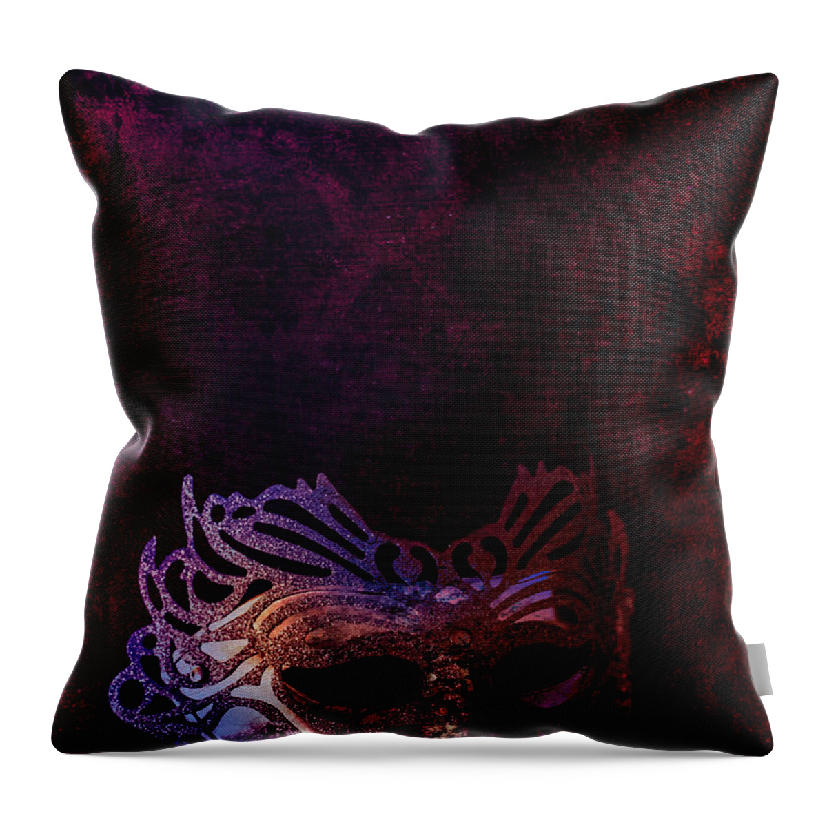 Mask Throw Pillow featuring the photograph About Last Night by Elvira Pinkhas