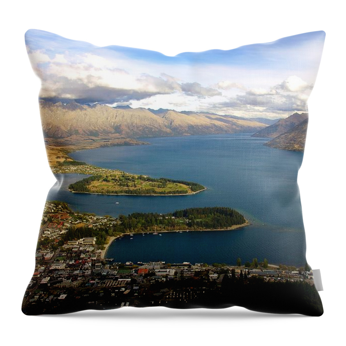New Zealand Throw Pillow featuring the photograph Above Queenstown by Stuart Litoff